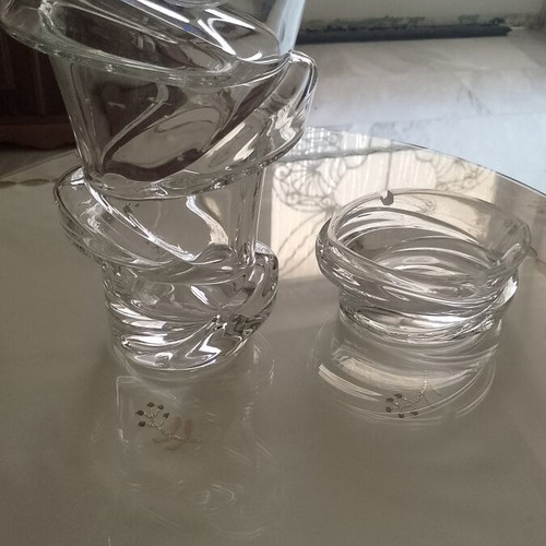 Calla Lily crystal vase and ashtray set by Koneama