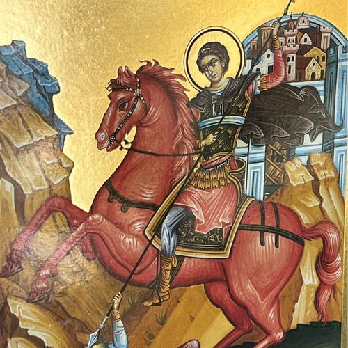 Saint Demetrios icon used, gilded, 15 x 20cm
