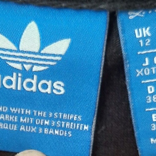 Adidas women's T-shirt used, black with colorful print, size E38/UK12