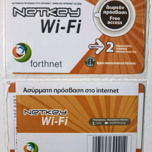 Netkey Wi-Fi internet card new for Starbucks