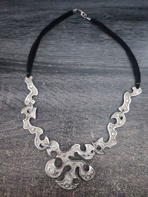Handmade vintage statement necklace silver tribal gothic style like new
