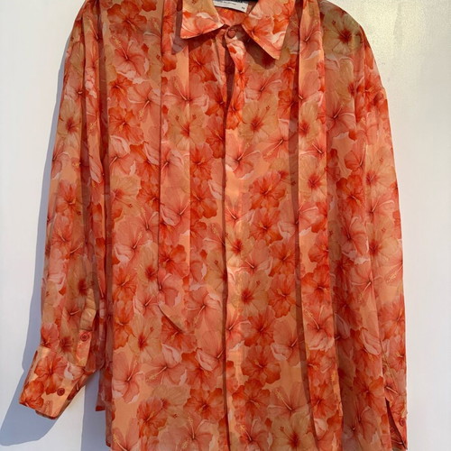 Vassia Kostara shirt one size like new, orange floral