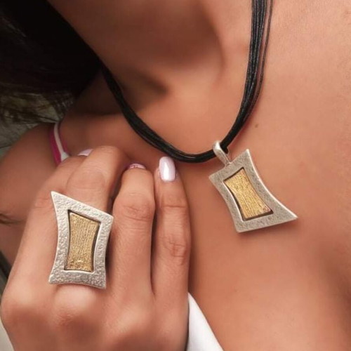 Statement necklace handmade from plated alpaca, new