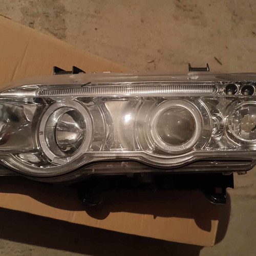 BMW X5 front headlights 2002-2005 used, aftermarket angel eye