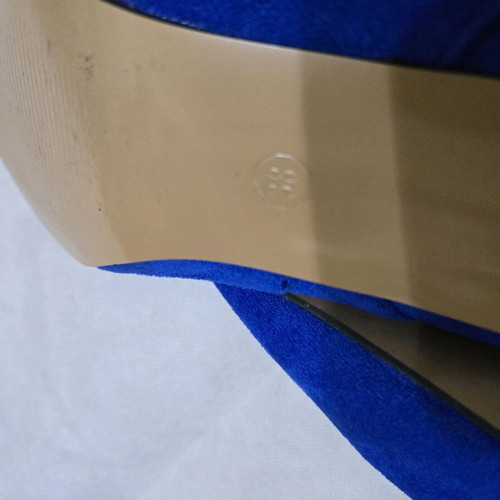Blue Electric Suede Pointed Boots Mid-Calf Size 38