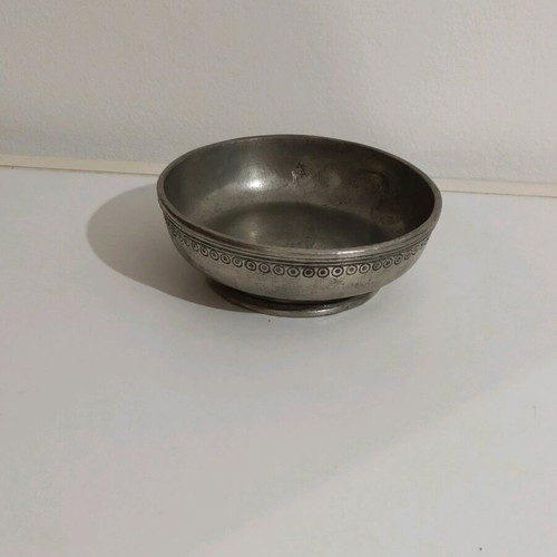 Tin bowl new with engraved design