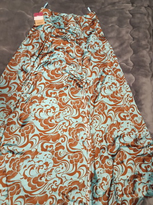 Attrattivo satin long skirt new, size S-M, brown and turquoise