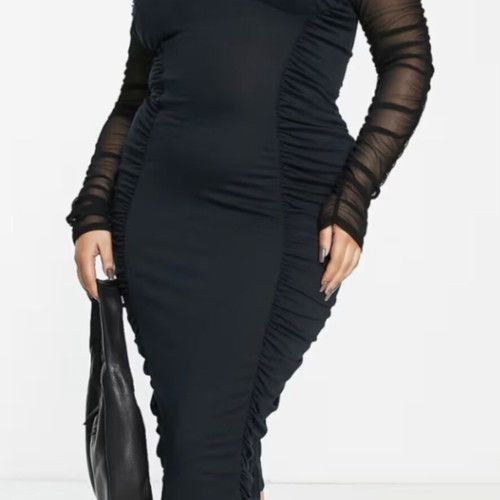 Asos Design Curve Black Fitted Dress Size 44 Like New