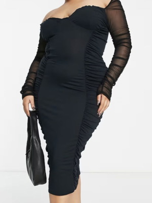 Asos Design Curve Black Fitted Dress Size 44 Like New