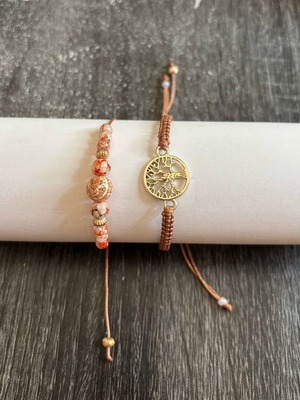 Macrame handmade bracelets new, brown and gold
