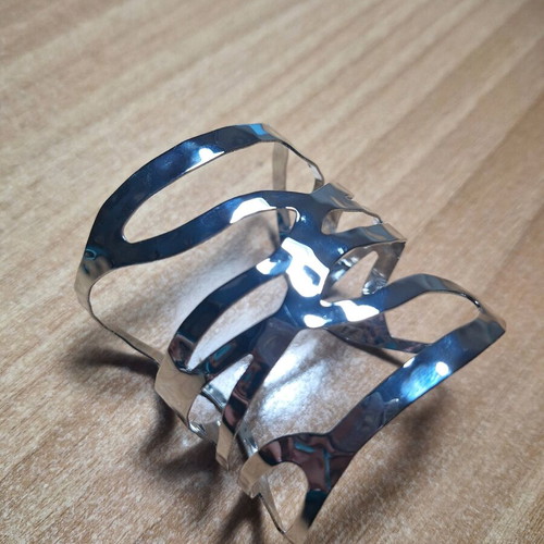 Steel wide bracelet cuff new, silver