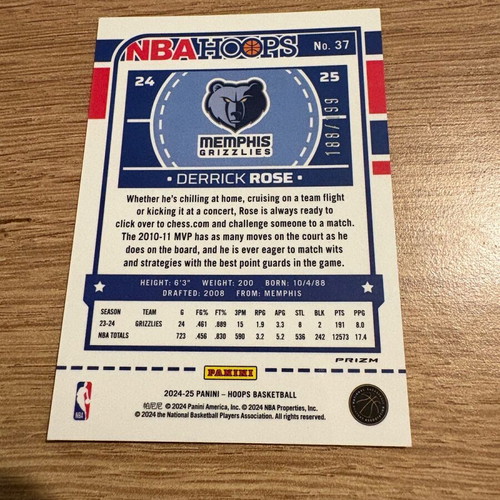 2024-25 Panini NBA Hoops Derrick Rose Orange Opti Chrome card new