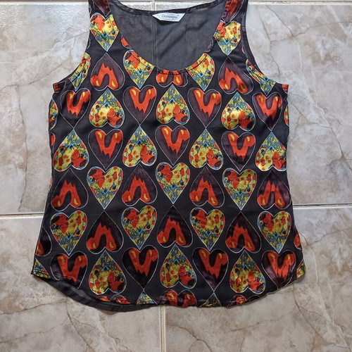 Dominique sleeveless blouse new, black multicolor, size M