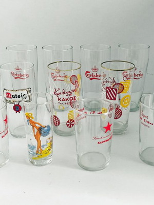 Collectible glass glasses used, pack from 60s-70s