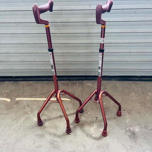 Pair of Quad Walking Canes used, adjustable bronze color