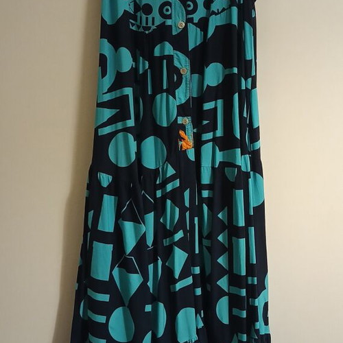 Women's summer dress XL, long, turquoise multicolor, like new