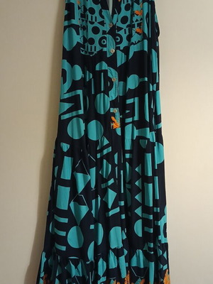Women's summer dress XL, long, turquoise multicolor, like new