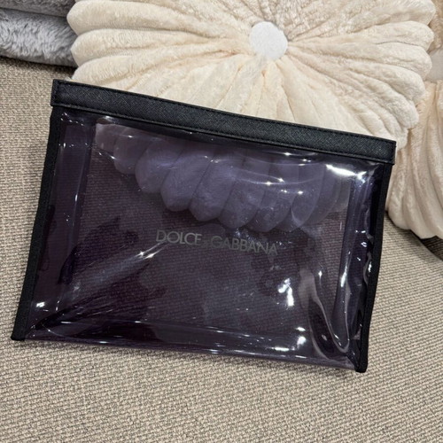 Dolce & Gabbana transparent pouch like new, black PVC with leather trim