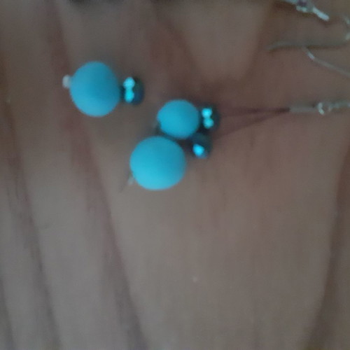 Dangling earrings with blue beads handmade new
