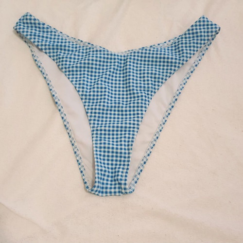 Shein bikini high-waisted checked white blue like new