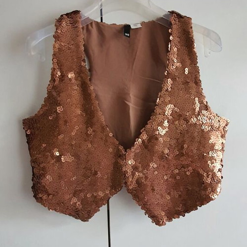 Sequin vest new, brown gold color, size S-M