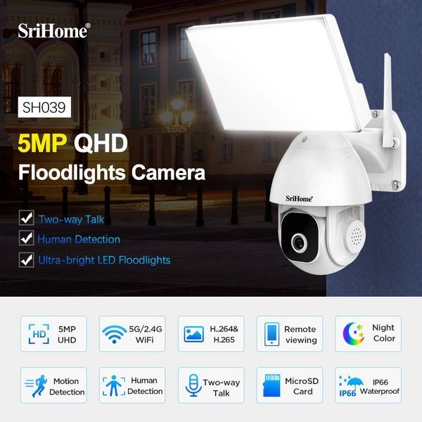 SRIHOME SH039 WIRELESS IP CAMERA 5MP COLOR NIGHT VISION ΜΕ ΠΡΟΒΟΛΕΑ