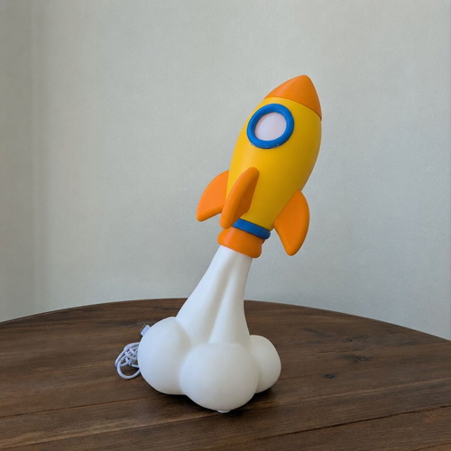 Children's rocket lamp handmade 3D like new