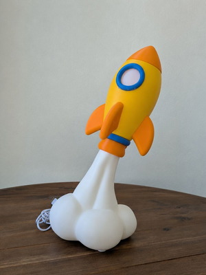 Children's rocket lamp handmade 3D like new