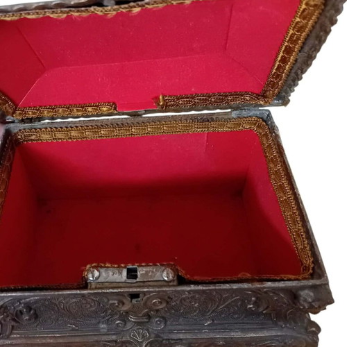 French Louis IE style jewelry box used, gold color