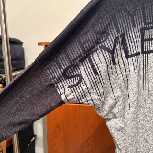 Blouse with front design new, black and gray