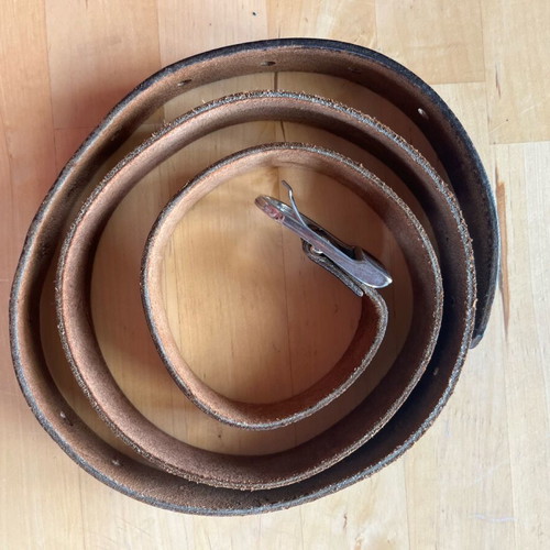 Black leather belt used with anchor buckle, size 120