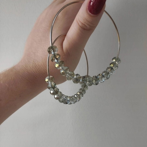Accessorize Light Gold Hoop Earrings with Beads Like New