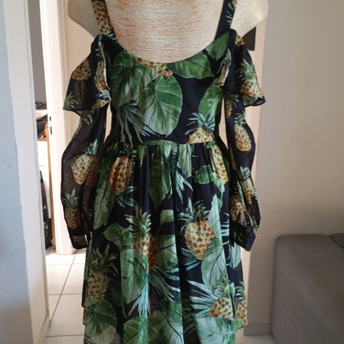 Twinset cotton dress women's size M like new, black and green