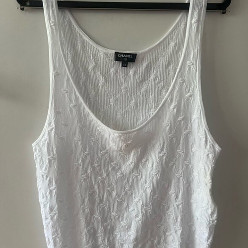 Chanel Classic CC Logo White Knit Tank Top like new, size 40
