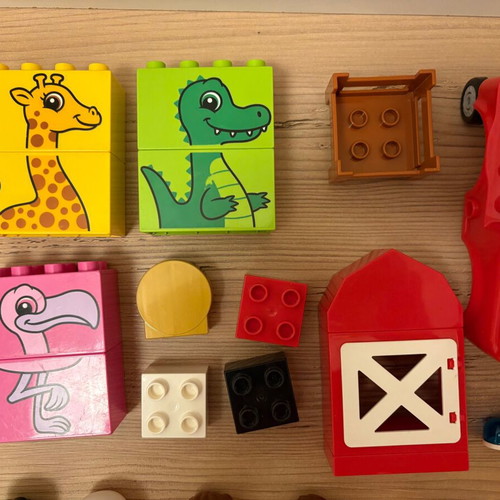 Lego Dublo figures and blocks used, pack