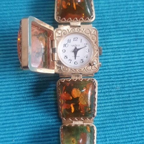 Vintage 90s Chaika jewelry watch used with amber
