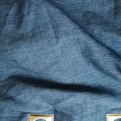 Curtains set of two handmade, new, 0.75 x 3 m each, brass eyelets, denim color cotton