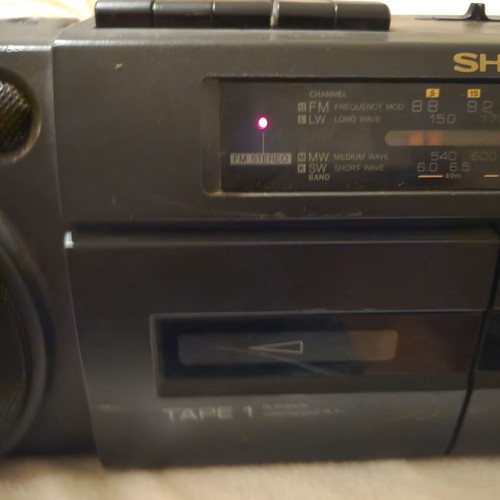 Sharp portable radio cassette player with two cassettes 1988 like new