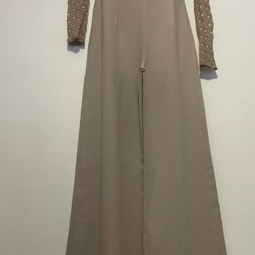 Beige jumpsuit bell sleeves size small like new