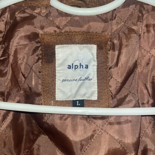 Alpha leather bomber jacket used, brown, size Large