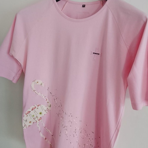 Men's short-sleeve Crossover shirt new, pink, size M