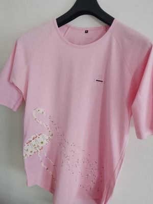 Men's short-sleeve Crossover shirt new, pink, size M