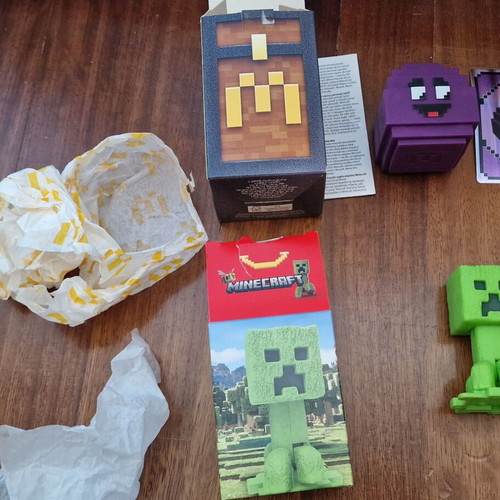 McDonalds Happy Meal toys: Friends Rachel figure and 2 Minecraft figures