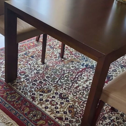 Solid wood dining set with six extendable chairs