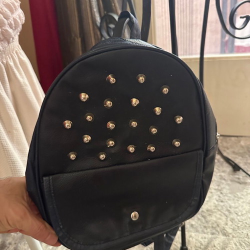 Mini backpack black leatherette with metal studs like new