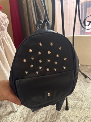Mini backpack black leatherette with metal studs like new