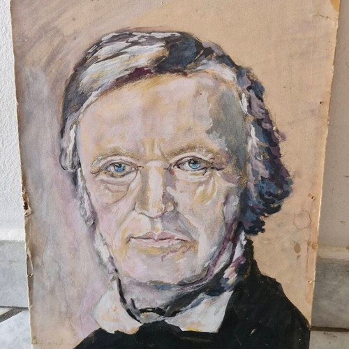Portrait painting used, signed, without frame