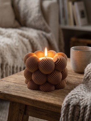 Decorative candle holder with 6 scented soy candles Baby Powder and White Musk