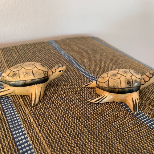 Wooden small turtles new, set of 2 handmade decorative
