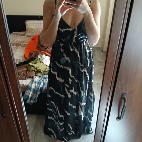Attrattivo maxi dress with crisscross back and satin fabric new